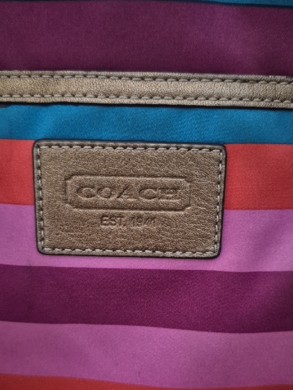 Coach legacy Stripe Sateen Tote Bag with Coin Purse - Picture 2 of 11